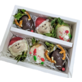 6pcs Christmas Theme: Santa Claus, Rudolph & Ornaments Chocolate Strawberries Gift Box